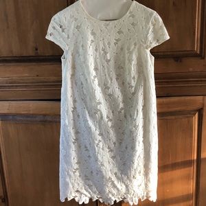 Cynthia Vincent lace white shift dress